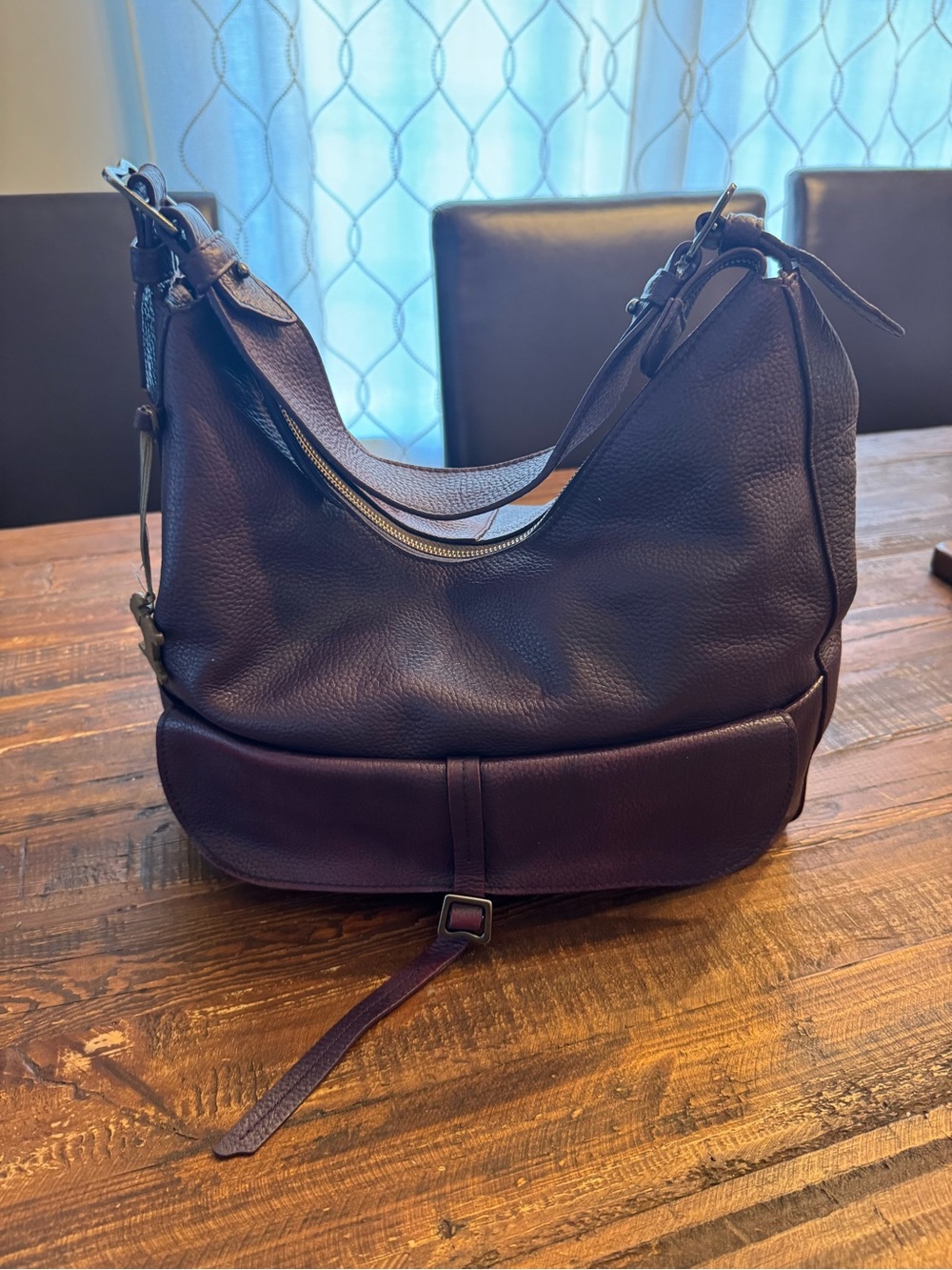 RADLEY LONDON Pebbled Leather Hobo Bag in Deep Plum